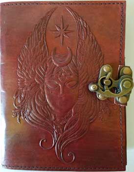 Moon Goddess leather blank book w/ latch (image for) Moon Goddess leather blank book w/ latch