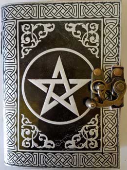 black/ silver Pentagram leather blank book w/ latch (image for) black/ silver Pentagram leather blank book w/ latch