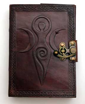 Maiden Mother Moon leather blank book w/ latch (image for) Maiden Mother Moon leather blank book w/ latch