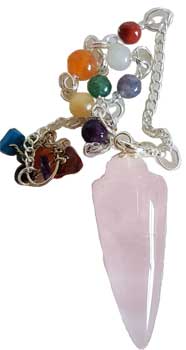 Rose Quartz 7 Chakra pendulum (image for) Rose Quartz 7 Chakra pendulum