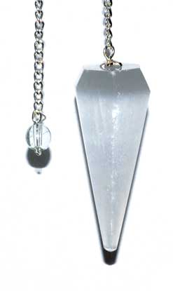 6-sided 7 Chakra Selenite pendulum (image for) 6-sided 7 Chakra Selenite pendulum