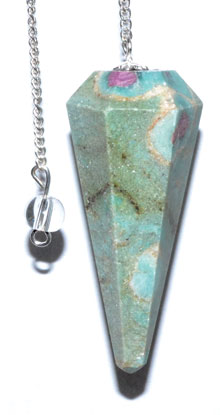 6-sided Ruby Fuchsite pendulum (image for) 6-sided Ruby Fuchsite pendulum