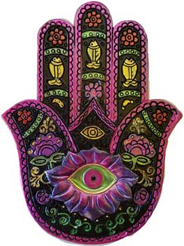 Black & Fuchia Hamsa incense burner (image for) Black & Fuchia Hamsa incense burner