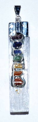 Selenite 7 Chakra rough pendant (image for) Selenite 7 Chakra rough pendant