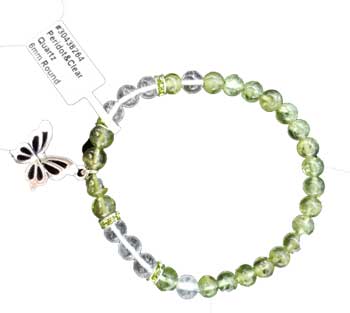 6mm Peridot/ Quartz Butterfly bracelet (image for) 6mm Peridot/ Quartz Butterfly bracelet
