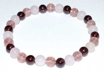 6mm Rose Qtz, Strawberry Qtz & Garnet bracelet (image for) 6mm Rose Qtz, Strawberry Qtz & Garnet bracelet