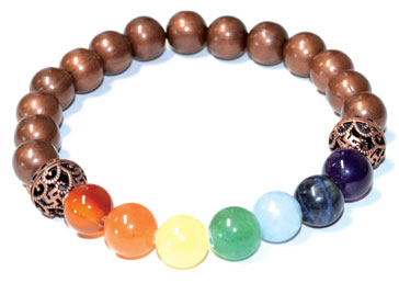 8mm 7 Chakra Copper beads (image for) 8mm 7 Chakra Copper beads