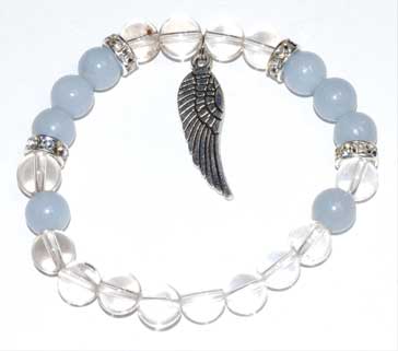 8mm Quartz & Angelite/ Angel Wing (image for) 8mm Quartz & Angelite/ Angel Wing