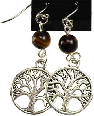 Tigers Eye Tree of Life earrings (image for) Tigers Eye Tree of Life earrings