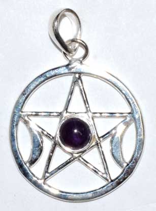 Pentacle moon amethyst pendant (image for) Pentacle moon amethyst pendant