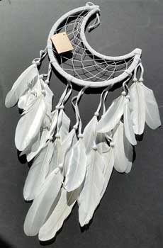 8 1/2" Half Moon white dream catcher (image for) 8 1/2" Half Moon white dream catcher