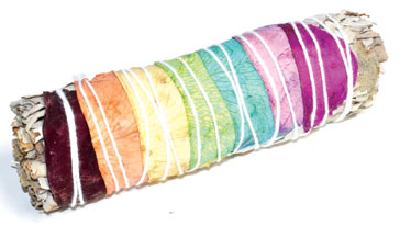 4" White Sage 7 Chakra colors stick (image for) 4" White Sage 7 Chakra colors stick