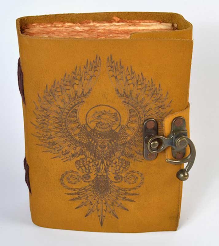 Phoenix aged looking paper leather w/ latch (image for) Phoenix aged looking paper leather w/ latch