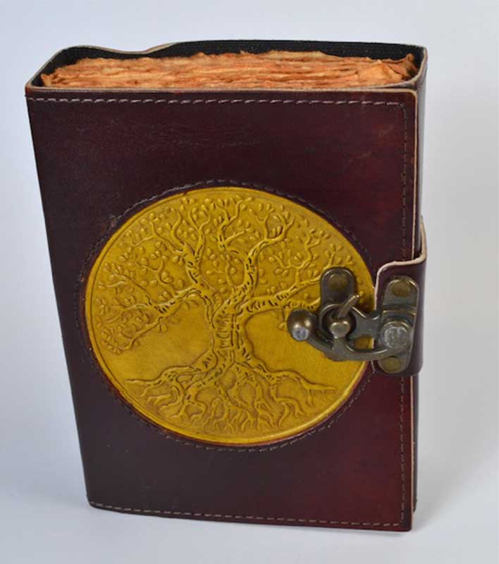 Tree of Life aged looking paper leather w/ latch (image for) Tree of Life aged looking paper leather w/ latch
