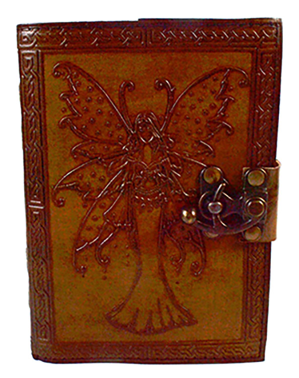 Fairy Journal with Spotted Wings aged looking paper leather w/ latch (image for) Fairy Journal with Spotted Wings aged looking paper leather w/ latch