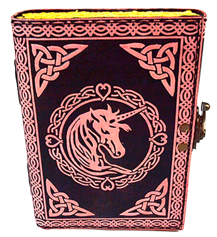 Pink Unicorn Journal aged looking paper leather w/ latch (image for) Pink Unicorn Journal aged looking paper leather w/ latch