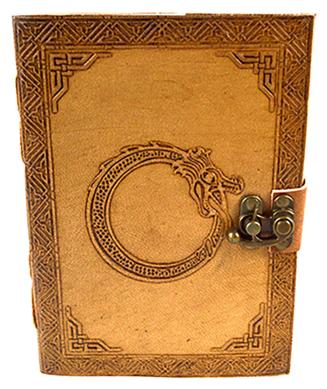 5" x 7" Dragon Ring leather blank book w/ latch (image for) 5" x 7" Dragon Ring leather blank book w/ latch