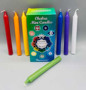 1/2" dia 5" long Chakra chime candle 20 pack (image for) 1/2" dia 5" long Chakra chime candle 20 pack