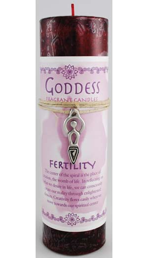 Fertility Pillar Candle with Goddess Necklace (image for) Fertility Pillar Candle with Goddess Necklace