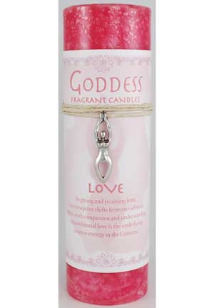 Love Pillar Candle with Goddess Necklace (image for) Love Pillar Candle with Goddess Necklace