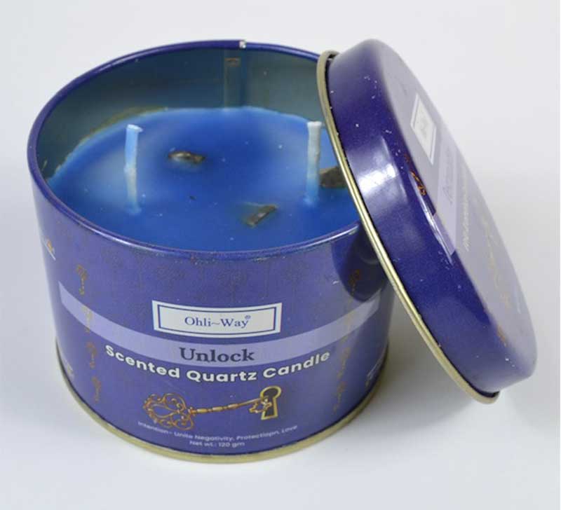 Destrancaders (Unlock) quartz tin candle (image for) Destrancaders (Unlock) quartz tin candle