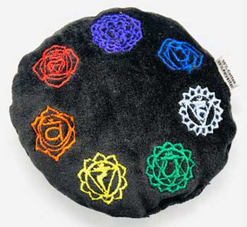 4 1/2" Black Velvet Chakra cushion (image for) 4 1/2" Black Velvet Chakra cushion