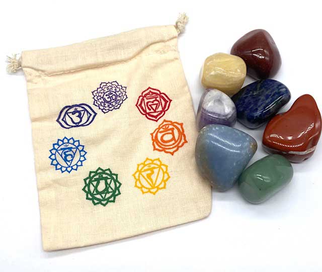 (set 0f 7) 7 Chakra tumbled stones (image for) (set 0f 7) 7 Chakra tumbled stones