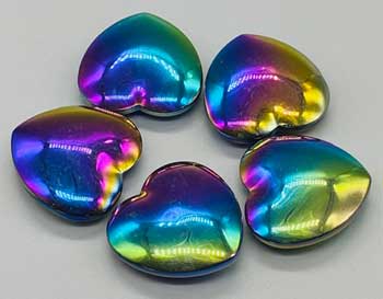 1 3/4" Hematite, Rainbow heart (image for) 1 3/4" Hematite, Rainbow heart