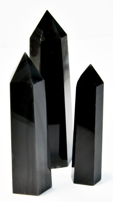 1 lb 3-4" Obsidian, Balck W Silver Stripes obelisk (image for) 1 lb 3-4" Obsidian, Balck W Silver Stripes obelisk