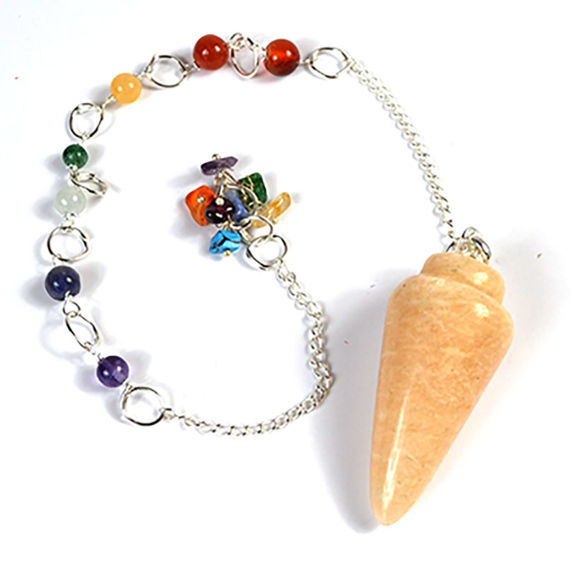 Moonstone, Peach 7 Chakra pendulum (image for) Moonstone, Peach 7 Chakra pendulum