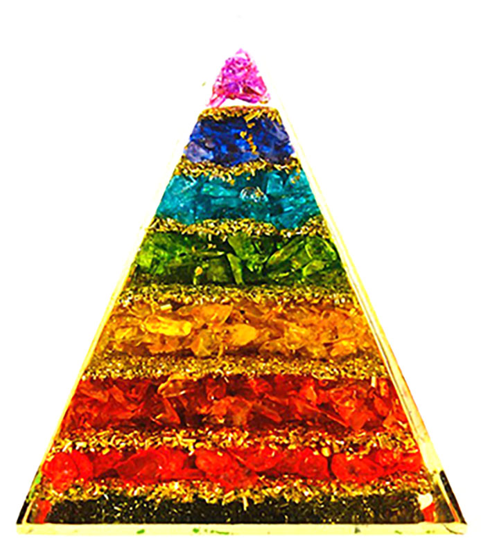 3 3/4" Orgone 7 Chakra pyramid (image for) 3 3/4" Orgone 7 Chakra pyramid