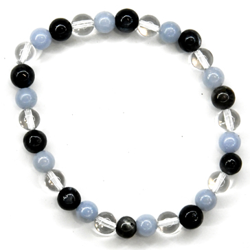 6mm Blk Labradorite, Angelite, Quartz bracelet (image for) 6mm Blk Labradorite, Angelite, Quartz bracelet