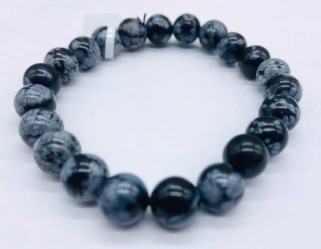 8mm Obsidian, Snowflake bracelet (image for) 8mm Obsidian, Snowflake bracelet