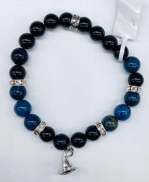 8mm Tourmaline, Dumortierite Witch Hat (image for) 8mm Tourmaline, Dumortierite Witch Hat