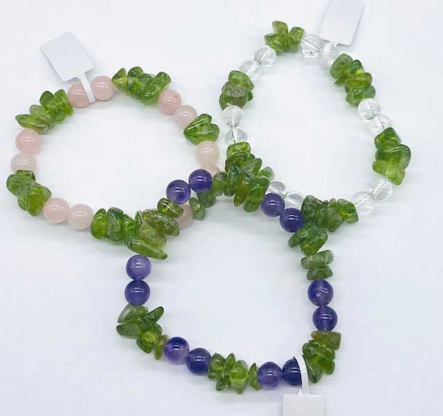 Peridot, Quartz gemstone bracelet (image for) Peridot, Quartz gemstone bracelet