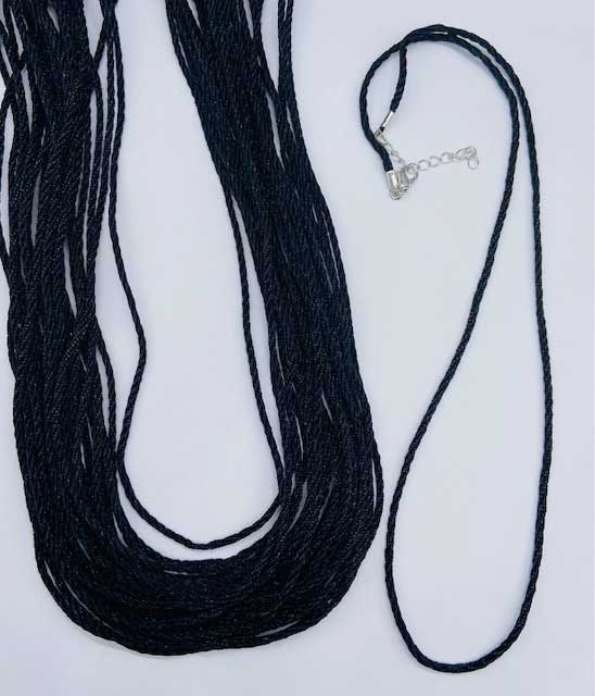 (set of 25) 24" Braided Necklace Black Cord 2mm (image for) (set of 25) 24" Braided Necklace Black Cord 2mm