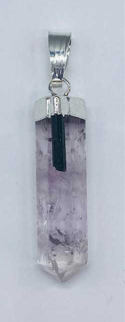 Amethyst w tourmaline pendant (image for) Amethyst w tourmaline pendant