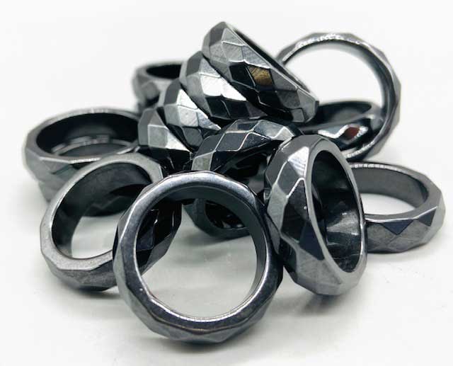 (set of 50) Faceted Hematite magnetic rings (image for) (set of 50) Faceted Hematite magnetic rings