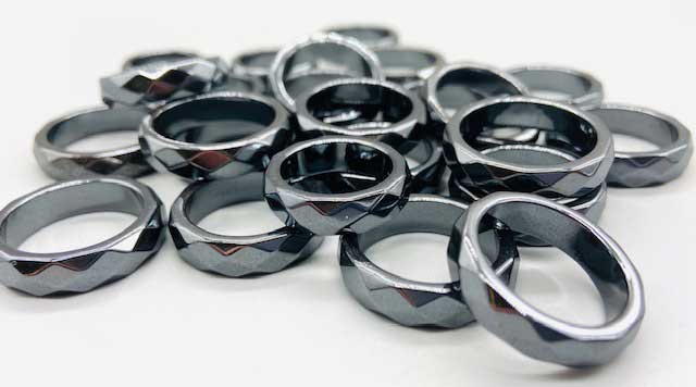 (set of 50) Faceted Hematite rings (image for) (set of 50) Faceted Hematite rings