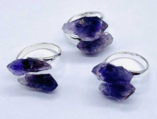 (set of 3) adjustable Amethyst rings (image for) (set of 3) adjustable Amethyst rings
