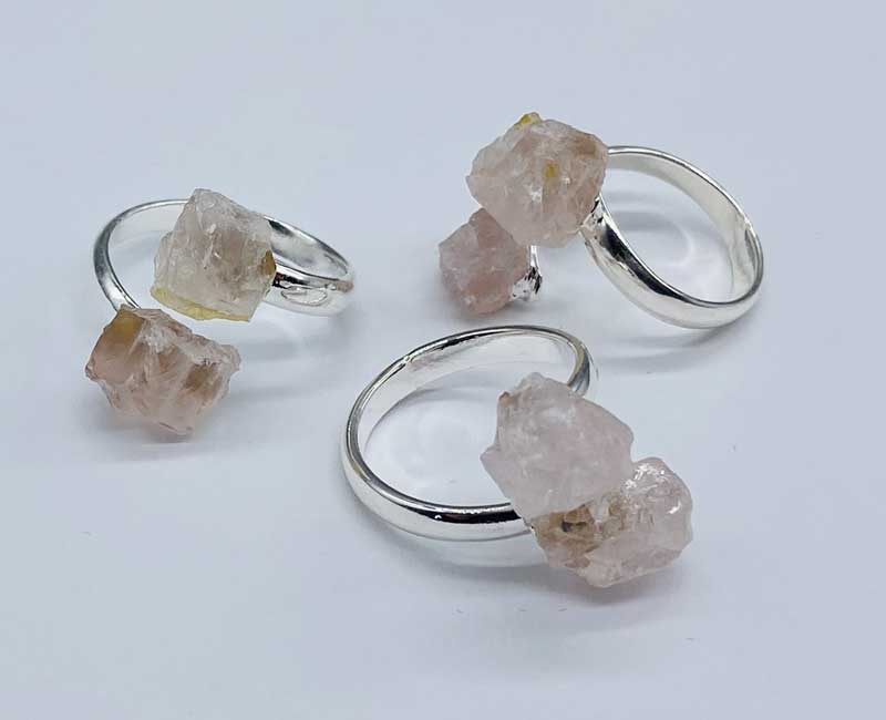 (set of 3) adjustable Rose Quartz rings (image for) (set of 3) adjustable Rose Quartz rings