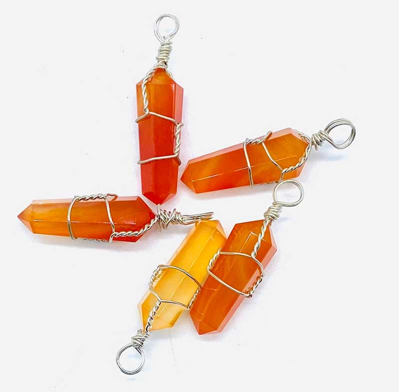 (set of 5) wire wrapped carnelian point (image for) (set of 5) wire wrapped carnelian point