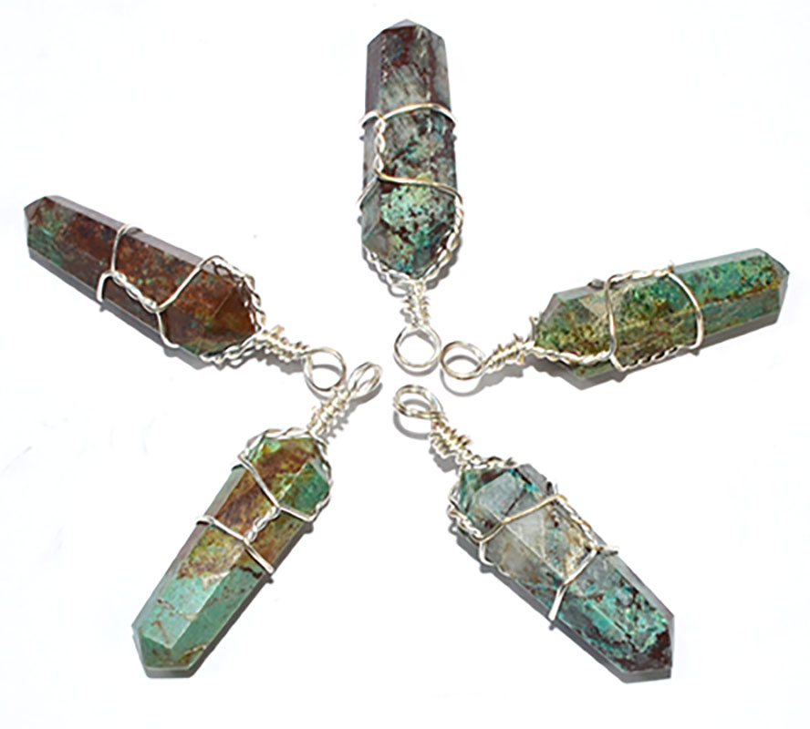 (set of 5) wire wrapped Chrysocolla point (image for) (set of 5) wire wrapped Chrysocolla point