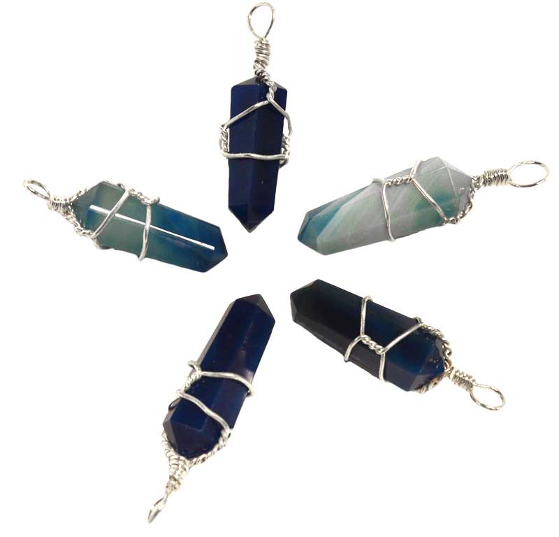 (set of 5) Blue Onyx wire wrapped point (image for) (set of 5) Blue Onyx wire wrapped point