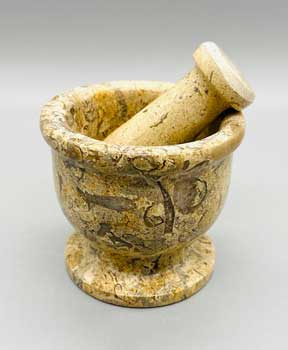 2 1/2" Fossil Coral mortar and pestle set (image for) 2 1/2" Fossil Coral mortar and pestle set