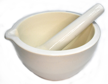 7" Mortar/Pestle white ceramic (image for) 7" Mortar/Pestle white ceramic