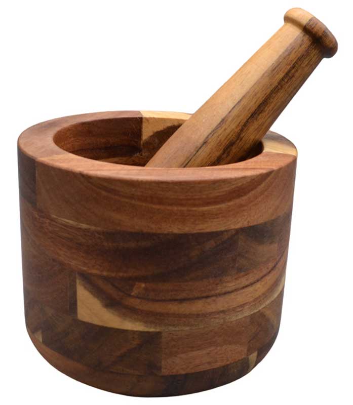 4" Acacia Wood Mortar and Pestle Set (image for) 4" Acacia Wood Mortar and Pestle Set