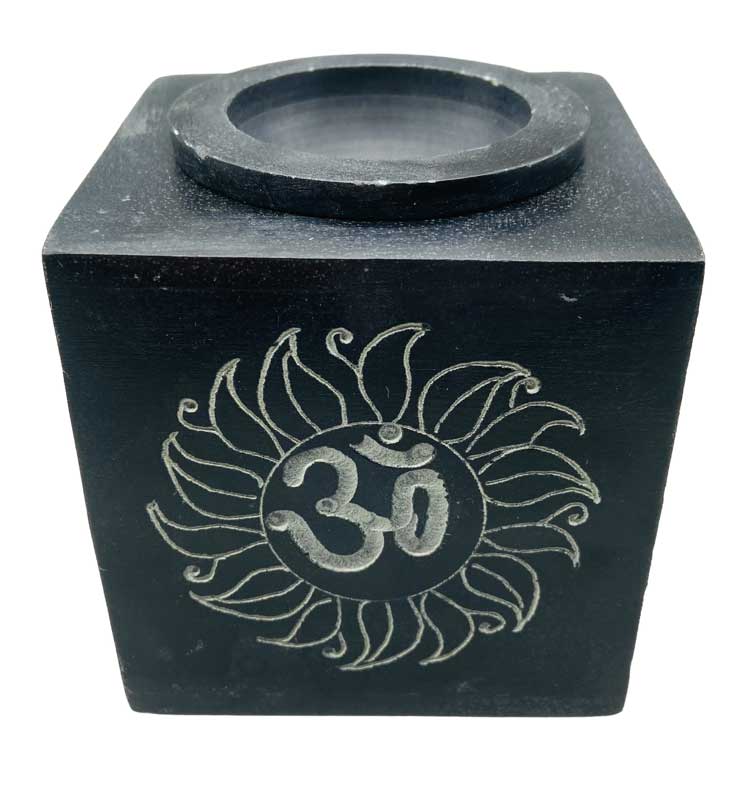 3" square Om soapstone oil diffuser (image for) 3" square Om soapstone oil diffuser
