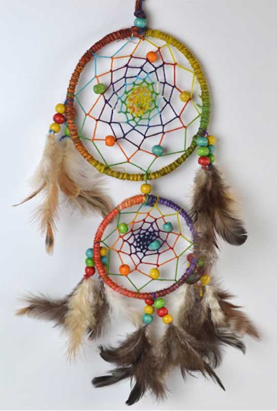 8" Rainbow double circle dreamcatcher (image for) 8" Rainbow double circle dreamcatcher