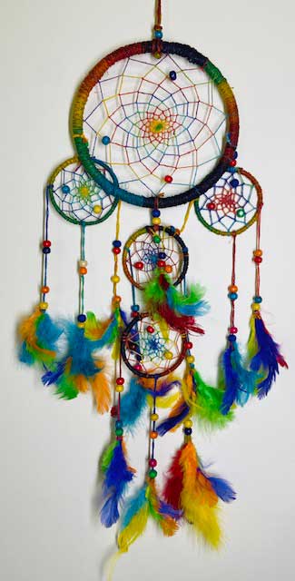 6" Rainbow Hemp dreamcatcher (image for) 6" Rainbow Hemp dreamcatcher